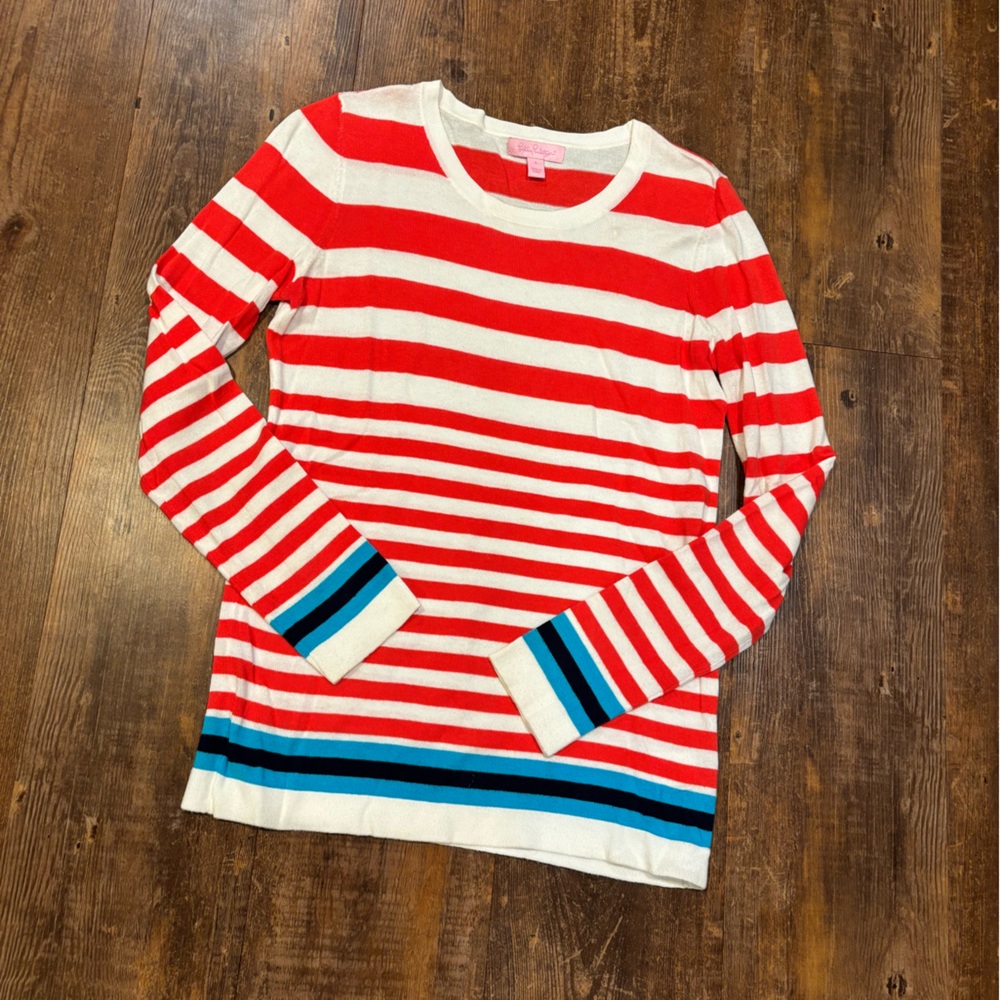 Lilly Pulitzer Coral and White Striped Top